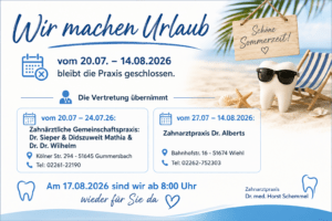 Urlaub Zahnarztpraxis Dr. med. Horst Schemmel